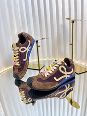 LOEWE 26S RUNNER 2.0 SNEAKERS IN DARK BROWN SUEDE AND FABRIC