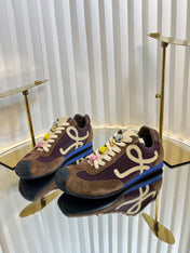 LOEWE 26S RUNNER 2.0 SNEAKERS IN DARK BROWN SUEDE AND FABRIC
