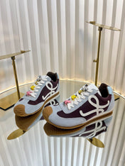 LOEWE 26S RUNNER 2.0 SNEAKERS IN LIGHT BLUE SUEDE AND BROWN FABRIC