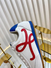 LOEWE 26S RUNNER 2.0 SNEAKERS IN WHITE FABRIC AND SUEDE STYLE 1