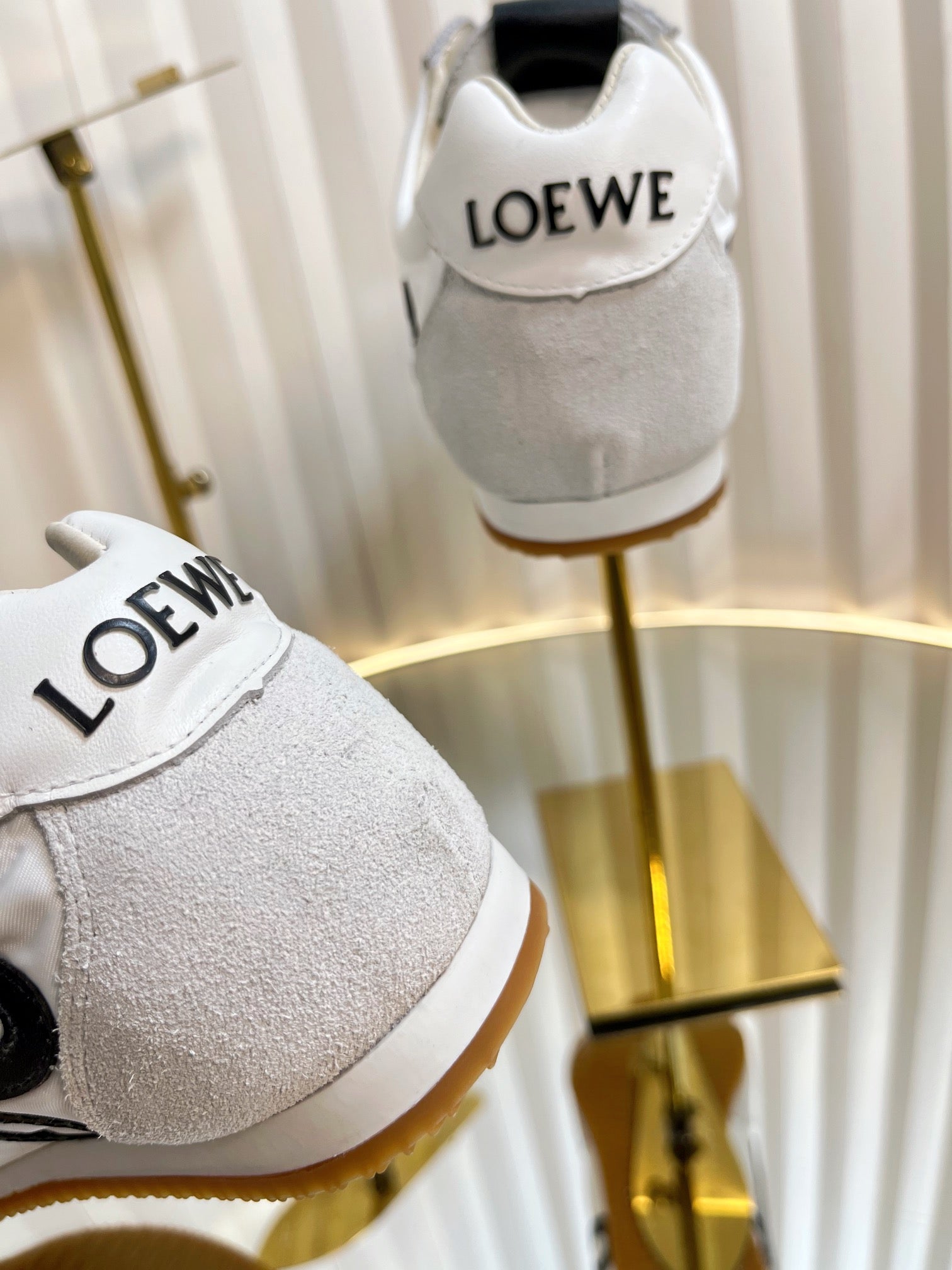 LOEWE 26S RUNNER 2.0 SNEAKERS IN WHITE FABRIC AND SUEDE