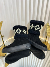 SNOWDROP FLAT ANKLE BOOTS IN BLACK SUEDE