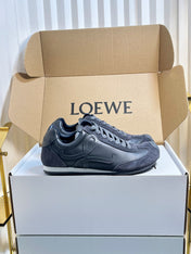 LOEWE 26S RUNNER 2.0 SNEAKERS IN DARK GREY CALFSKIN AND SUEDE