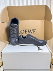 LOEWE 26S RUNNER 2.0 SNEAKERS IN DARK GREY CALFSKIN AND SUEDE