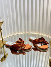 LACE SANDALS IN RUSSET BROWN VELVET