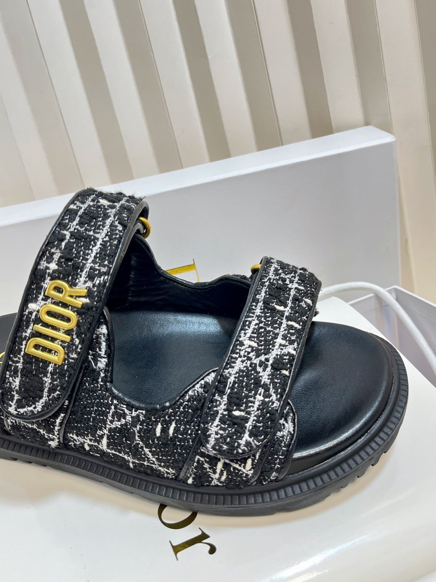 DIORACT SLIDES 25MM IN BLACK TWEED