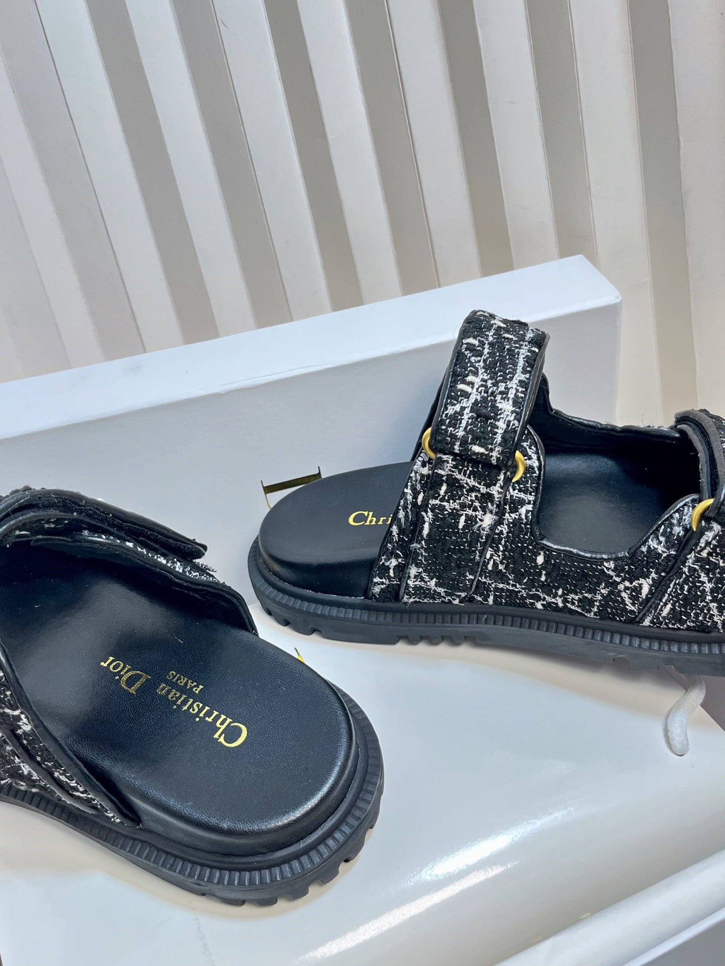 DIORACT SLIDES 25MM IN BLACK TWEED