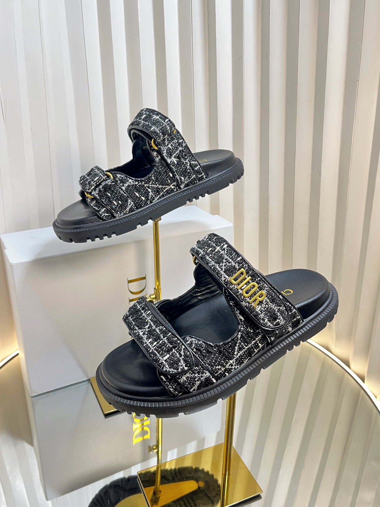 DIORACT SLIDES 25MM IN BLACK TWEED