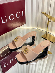 GUCCI 26S HIGH-HEELED SANDALS 45 MM IN NUDE PINK CALFSKIN