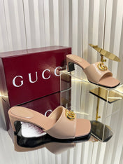 GUCCI 26S HIGH-HEELED SANDALS 45 MM IN NUDE PINK CALFSKIN