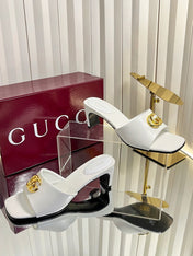 GUCCI 26S HIGH-HEELED SANDALS 45 MM IN WHITE CALFSKIN
