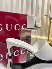 GUCCI 26S HIGH-HEELED SANDALS 45 MM IN WHITE CALFSKIN