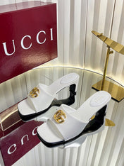 GUCCI 26S HIGH-HEELED SANDALS 45 MM IN WHITE CALFSKIN
