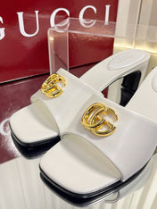 GUCCI 26S HIGH-HEELED SANDALS 45 MM IN WHITE CALFSKIN