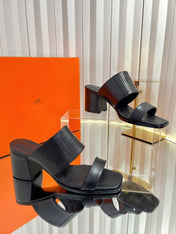 HM 26S MONICA 60 SANDAL IN BLACK CALFSKIN