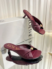 LOEWE 26S HEELED SANDALS 45 MM IN DARK RED CALFSKIN