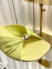 LOEWE 26S HEELED SANDALS 45 MM IN LIGHT YELLOW CALFSKIN