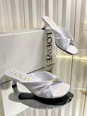LOEWE 26S HEELED SANDALS 45 MM IN WHITE CALFSKIN