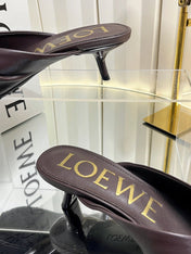 LOEWE 26S HEELED SANDALS 45 MM IN DARK BROWN CALFSKIN