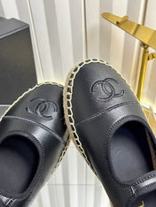 CHANEL 26S ESPADRILLE MARY JANE SHOES IN BLACK LAMBSKIN