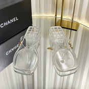 CHANEL 26S THONG SANDALS IN TRANSPARENT WHITE PVC