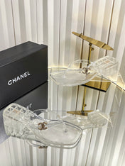 CHANEL 26S THONG SANDALS IN TRANSPARENT WHITE PVC