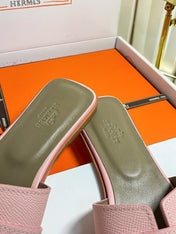HM 26S ORAN SANDALS IN PINK EPSOM CALFSKIN SILVER HARDWARE