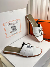 HM 26S ORAN SANDALS IN WHITE CALFSKIN SILVER HARDWARE