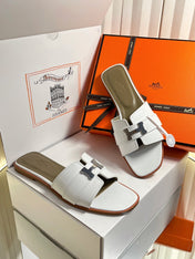 HM 26S ORAN SANDALS IN WHITE CALFSKIN SILVER HARDWARE