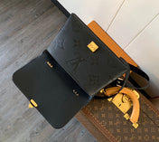 MADELEINE 30 IN BLACK MIX WHITE MONOGRAM CALFSKIN EMBOSSED LOGO