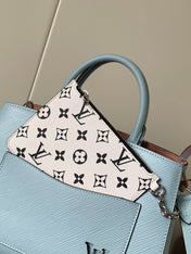 MARELLE TOTE BB BAG 30 IN BLEU NUAGE BLUE EPI GRAIN COWHIDE LEATHER