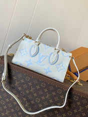 LV 25S ONTHEGO EAST WEST BAG 25 IN WHITE BLUE CALFSKIN MONOGRAM EMPREINTE