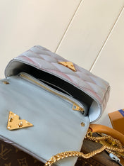 LV 25S GO-14 MM 23 IN LAVENDER GRAY QUILTED LAMBSKIN GOLD HARDWARE