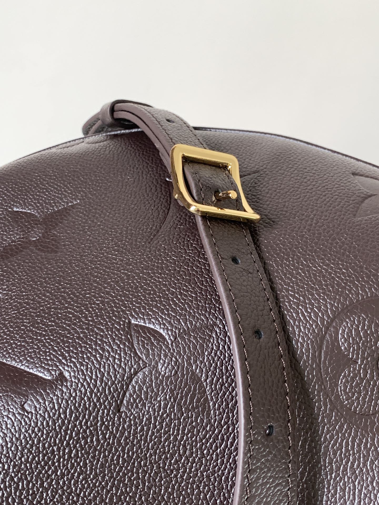 LOOP HOBO 38 IN DARK BROWN MONOGRAM CALFSKIN EMBOSSED LOGO