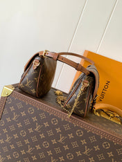 LV 25S DUO BB BAG 19 IN BROWN MONOGRAM COATED CANVAS AND CALFSKIN
