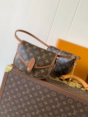 LV 25S DUO BB BAG 19 IN BROWN MONOGRAM COATED CANVAS AND CALFSKIN