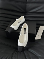 MARY JANE WHITE MIX BLACK CALFSKIN