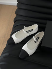 MARY JANE WHITE MIX BLACK CALFSKIN