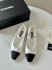 MARY JANE WHITE MIX BLACK CALFSKIN
