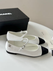 MARY JANE WHITE MIX BLACK CALFSKIN