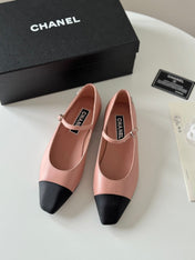 MARY JANE LIGHT PINK MIX BLACK CALFSKIN