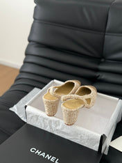 CLASSIC HIGH SLINGBACK CORN YELLOW TWEEDS AND CALFSKIN