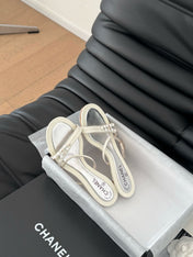PEARL SANDAL IN WHITE LAMBSKIN 35 MM