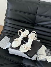HIGH HEEL 75 MM SANDAL IN WHITE SHEEPSKIN