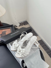 HIGH HEELS SANDALS IN WHITE SHEEPSKIN