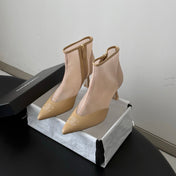 CHANEL 26S ANKLE BOOTS IN BEIGE LAMBSKIN