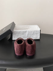 CHANEL 26S LOAFERS IN BURGUNDY SUEDE AND SHEARLING LINING
