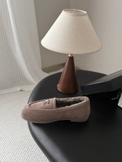 CHANEL 26S LOAFERS IN GREY SUEDE AND SHEARLING LINING