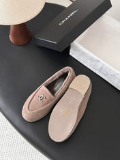 CHANEL 26S LOAFERS IN GREY SUEDE AND SHEARLING LINING