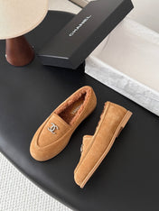 CHANEL 26S LOAFERS IN BROWN SUEDE AND SHEARLING LINING
